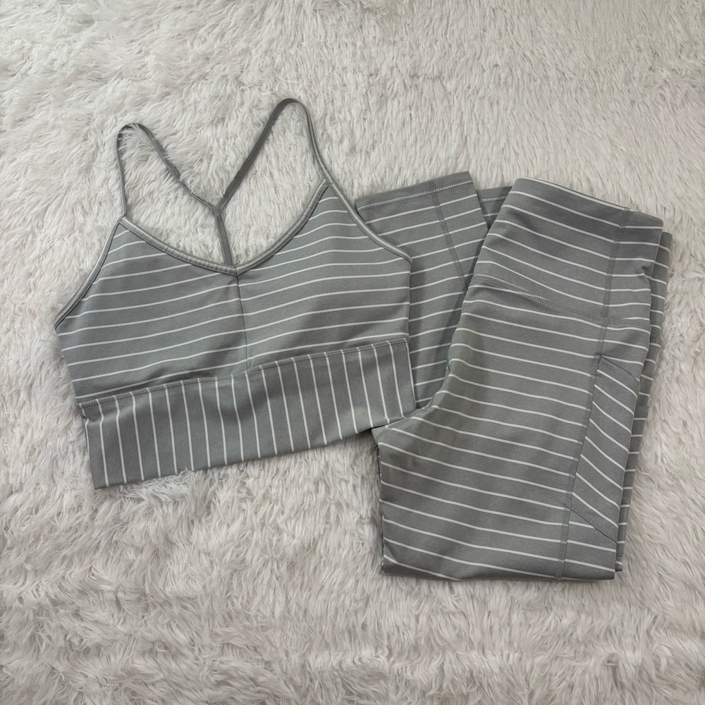 Gray Striped Women's Activewear Set